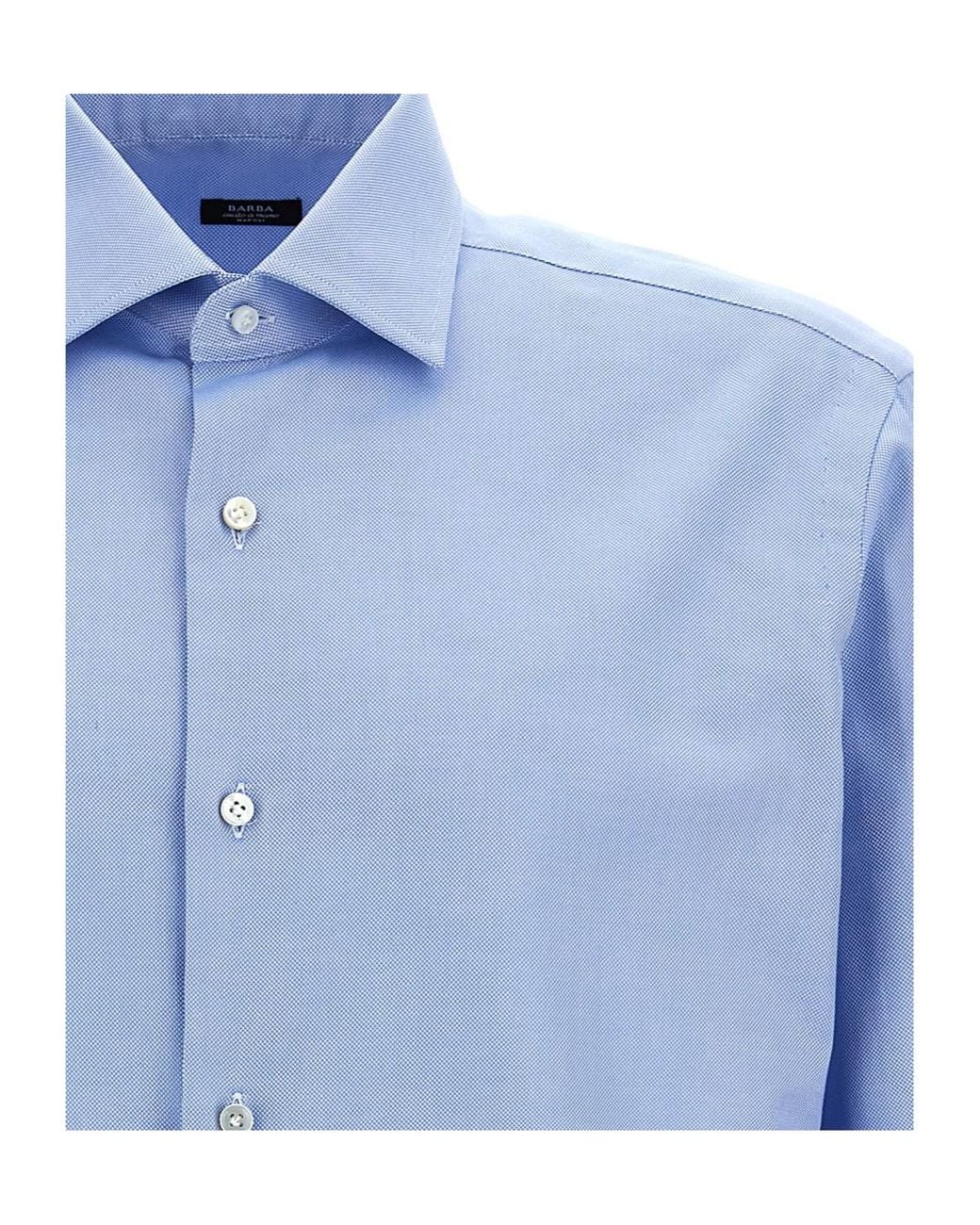 Barba Napoli Blue Classic Tailored Shirt for men