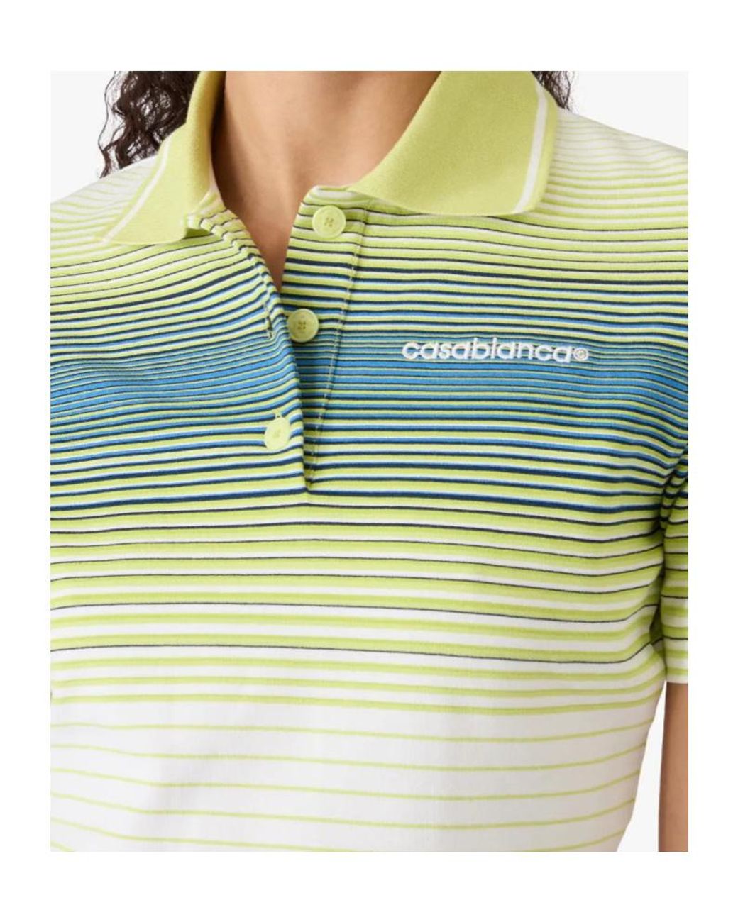 Casablanca Blue Logo Embroidered Striped Polo Shirt