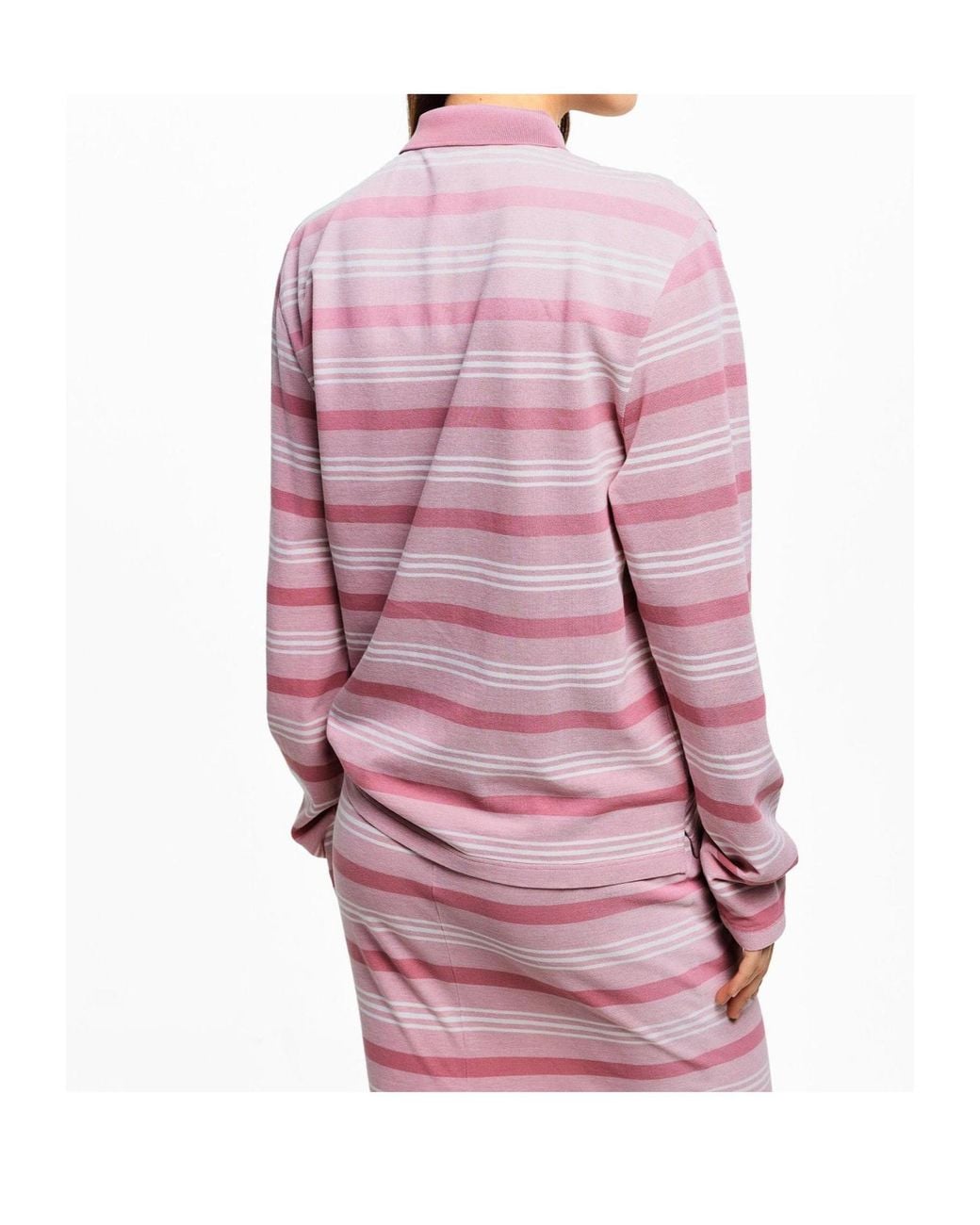 Prada Pink Striped Long Sleeve Polo Shirt