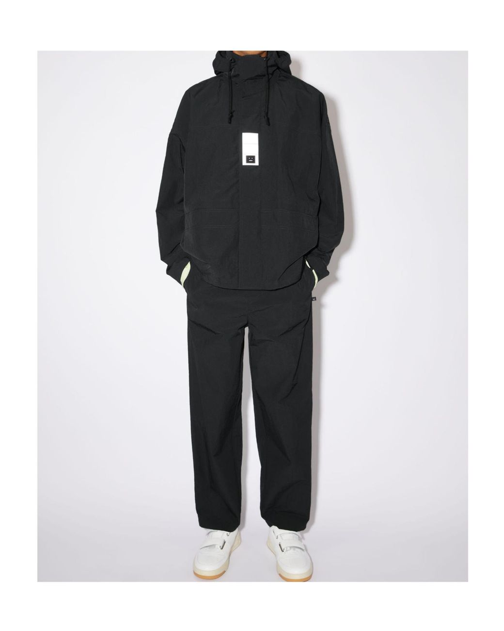 Acne Black Face-Patch Hooded Jacket for men