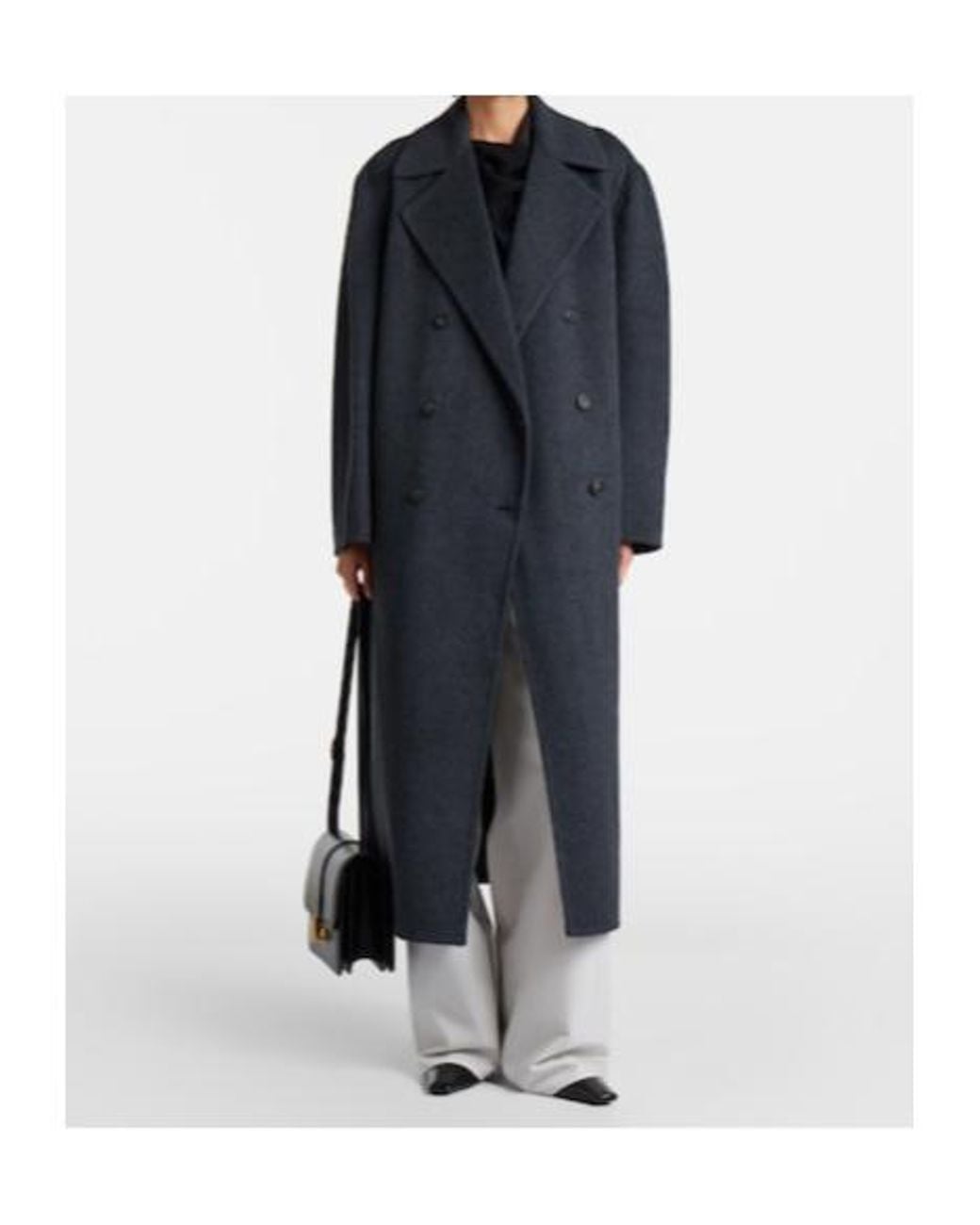 Vince Black Double-Breasted Wool-Blend Coat