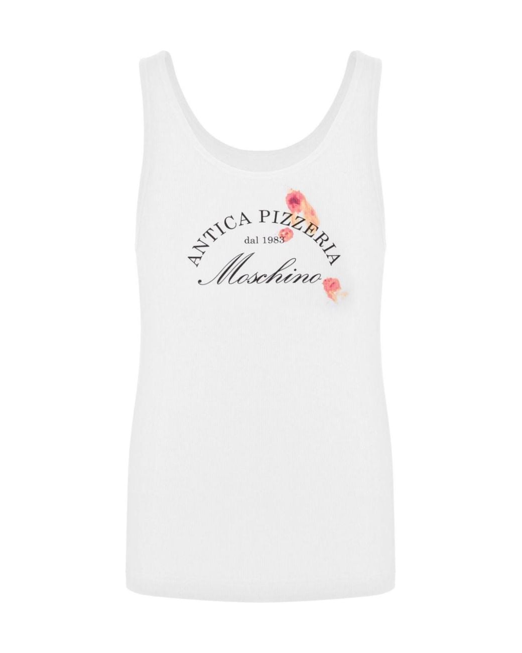 Moschino White Slogan-Printed Ribbed Tank Top for men