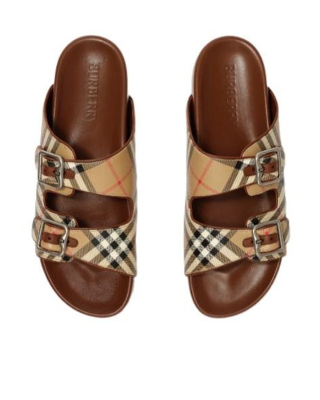 Burberry Brown Check And Leather Urchin Sandals for men
