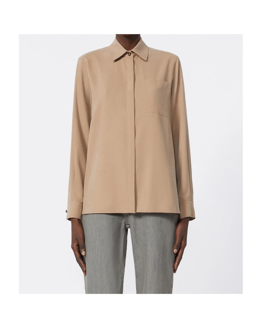 Max Mara Natural Siamese Button-Up Long-Sleeved Shirt