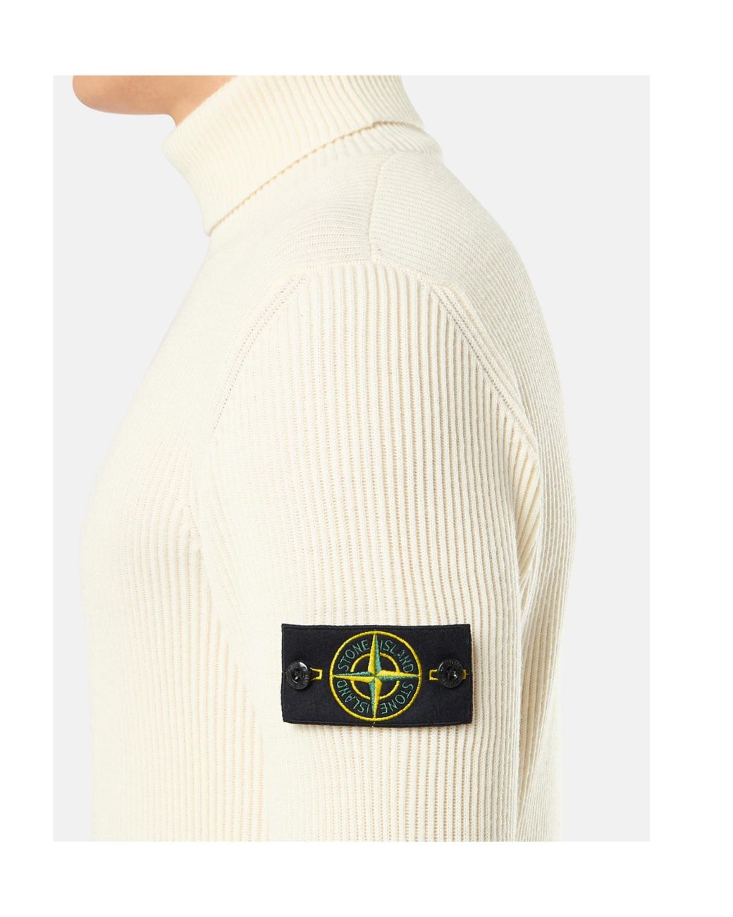 Stone Island White Logo Patch Roll Neck Jumper for men
