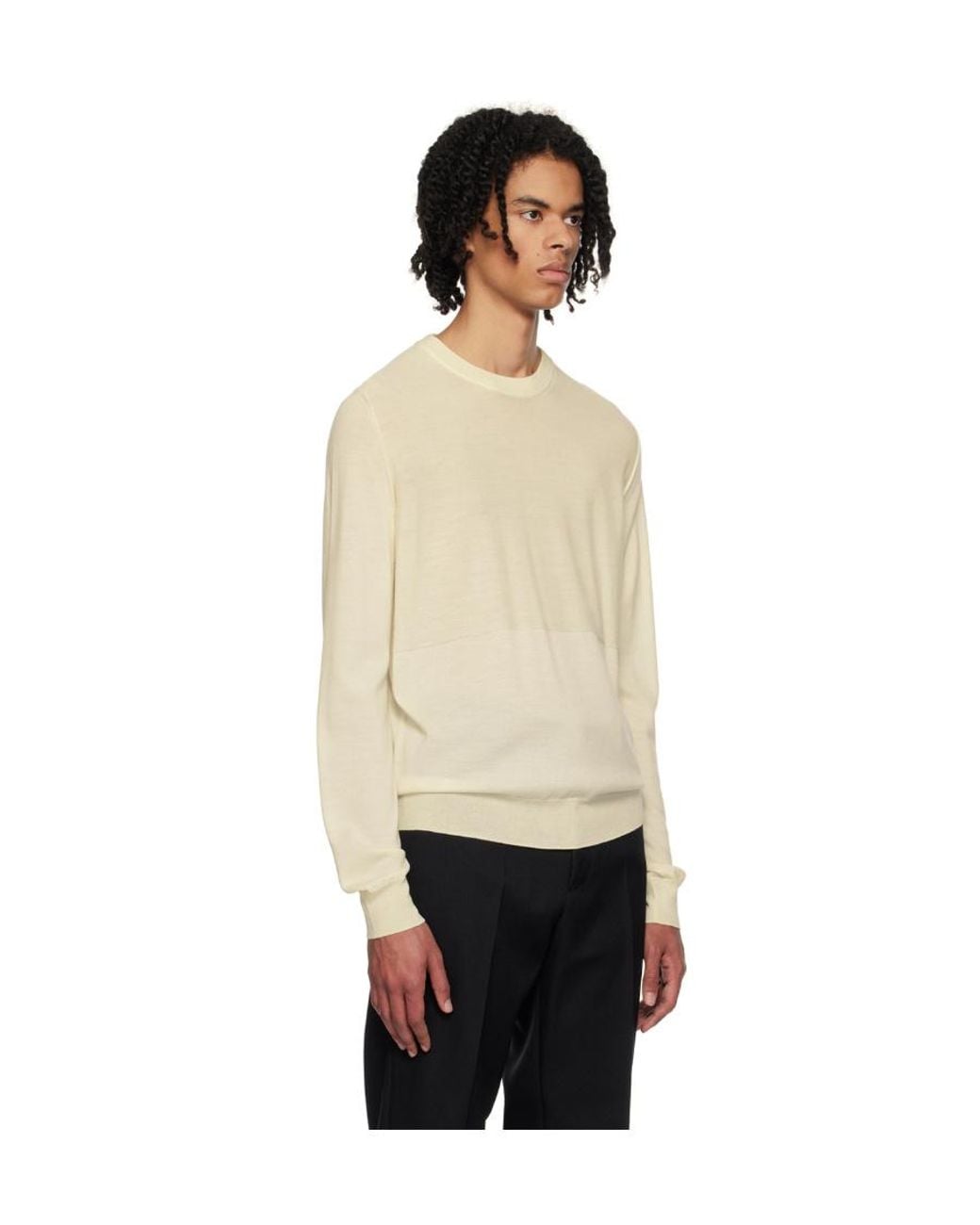 Jil Sander Natural Crewneck Long-Sleeved Jumper for men