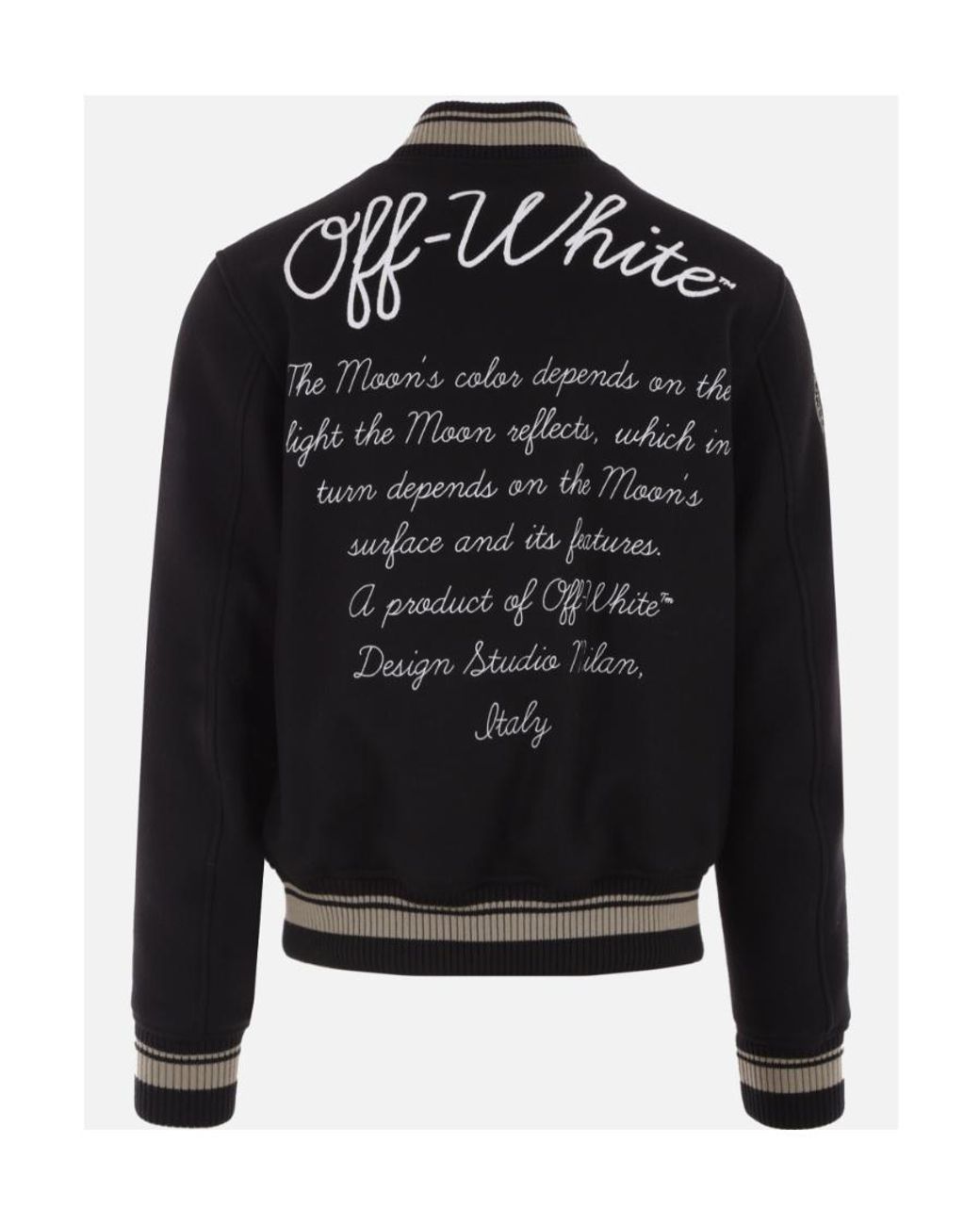 Off-White c/o Virgil Abloh Black Logo Detailed Bomber Jacket for men