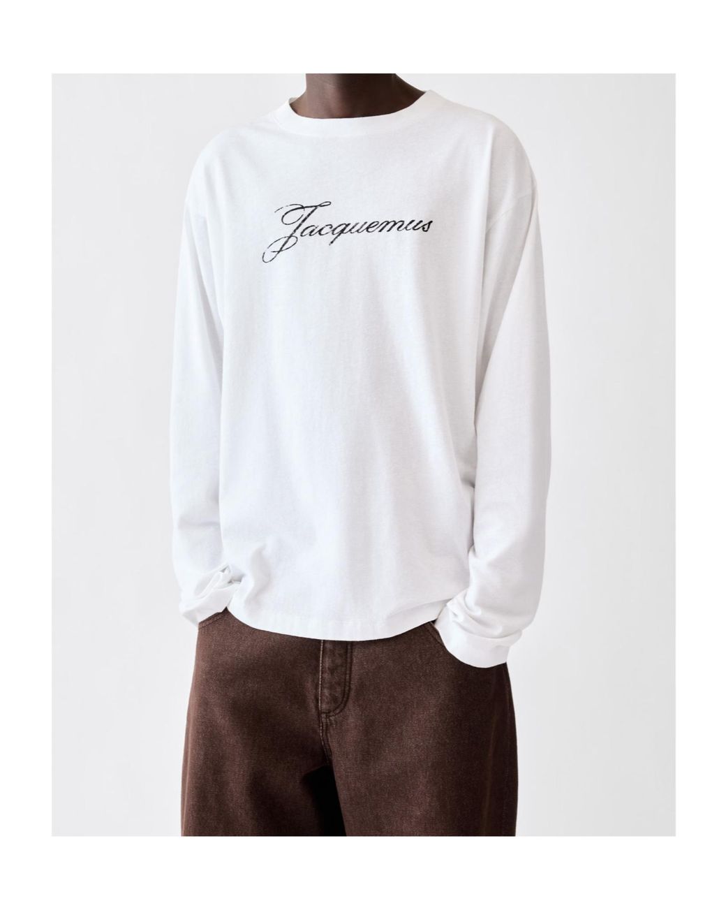 Jacquemus White Crewneck Long-Sleeve T-Shirt for men