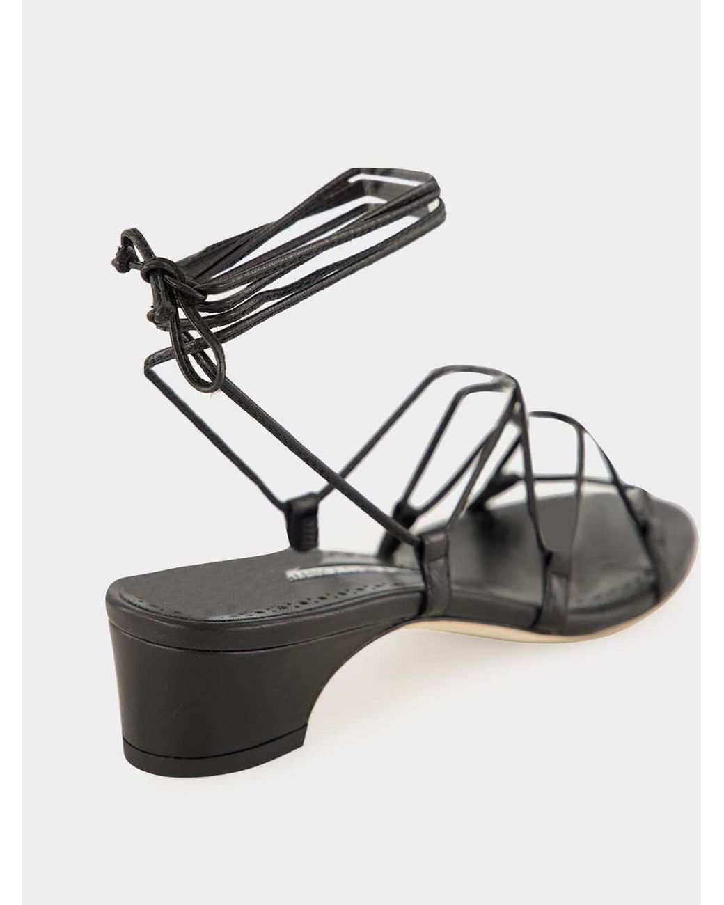 Manolo Blahnik Black Cross-Strap Sandals
