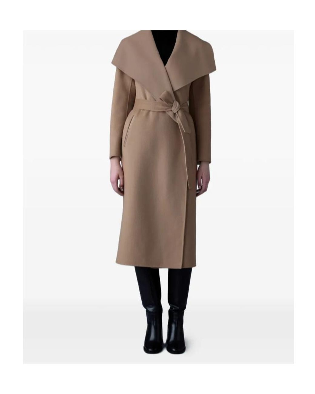 Mackage Brown Mai-Cn Wool Wrap Coat