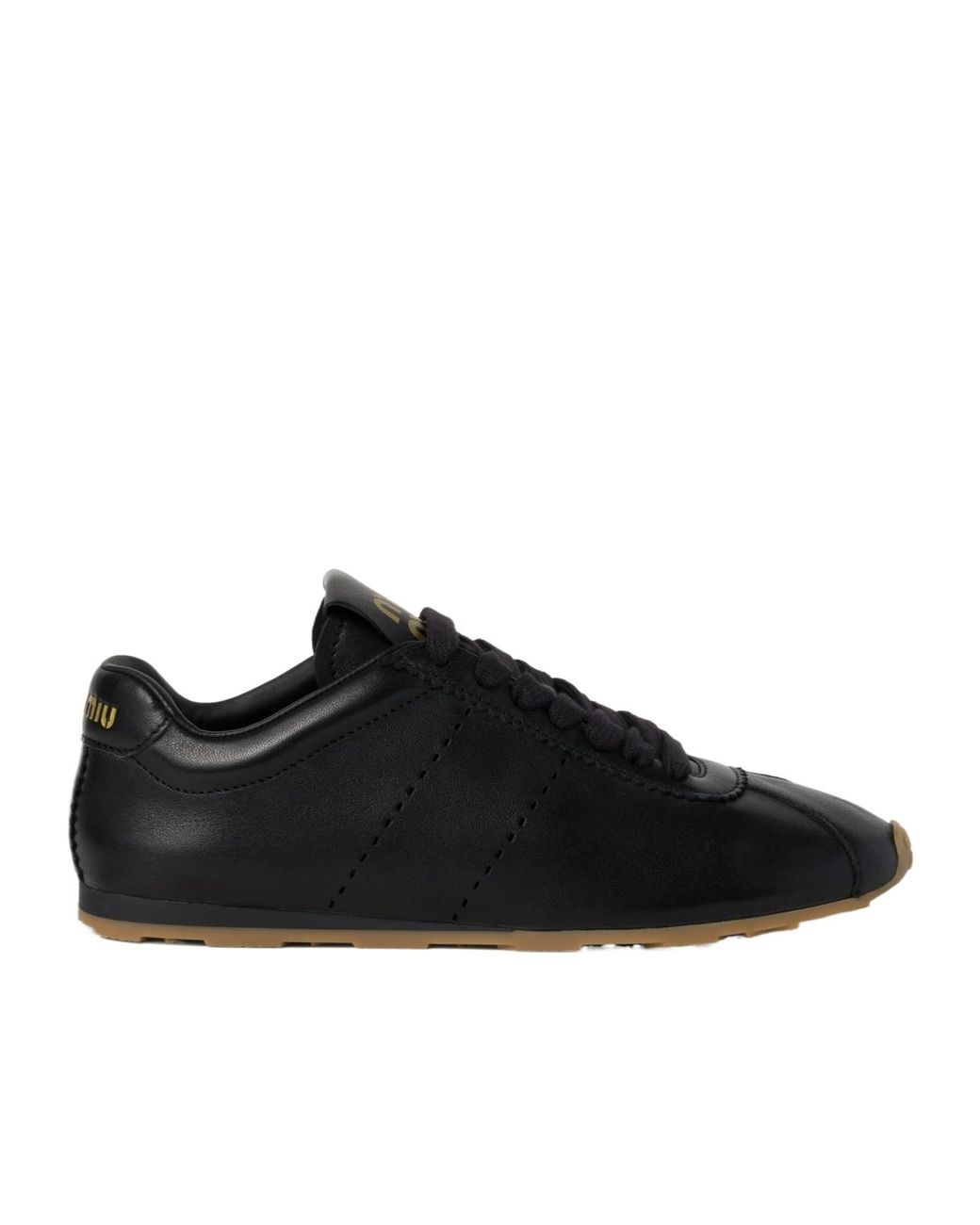 Miu Miu Black Plume Leather Sneakers