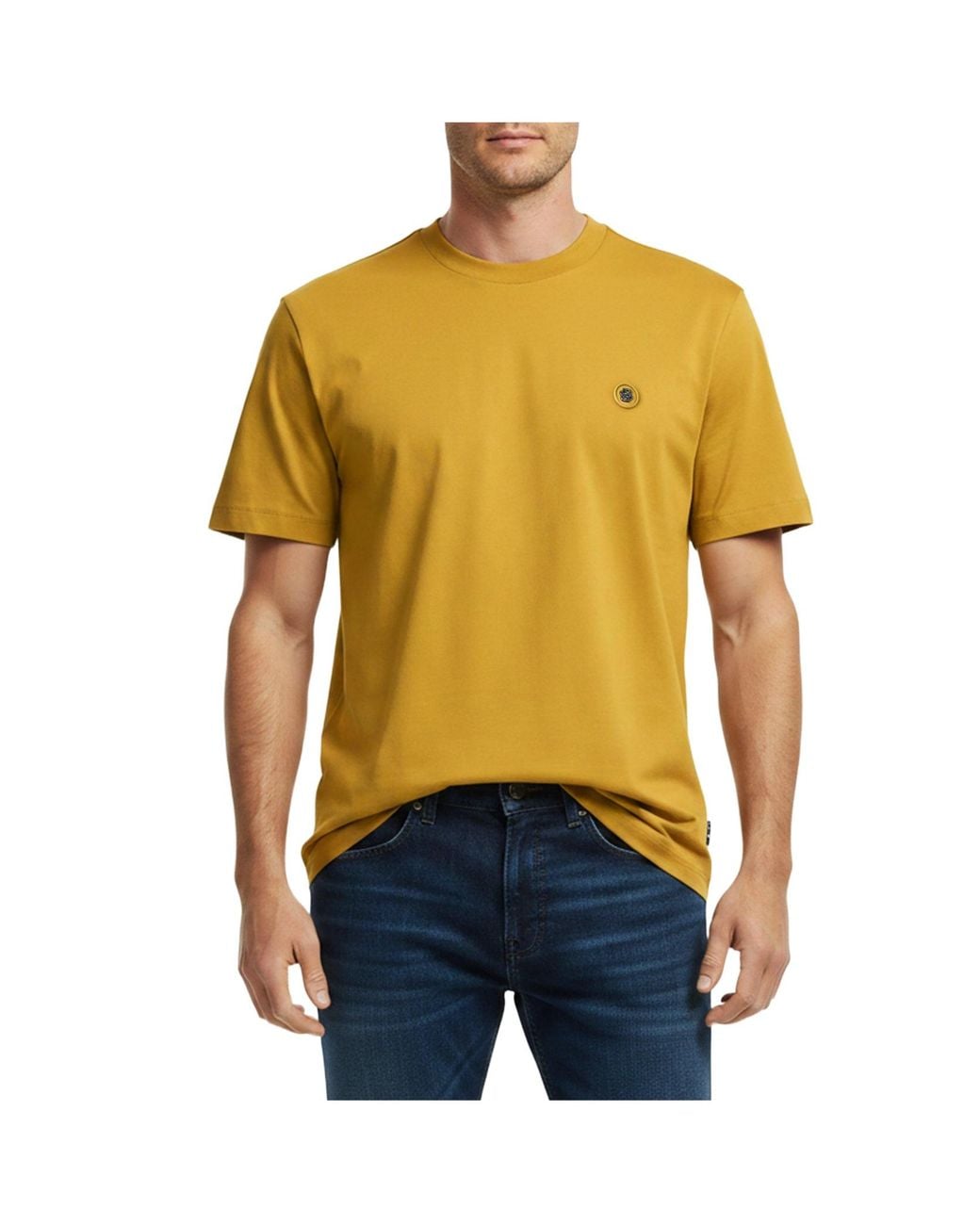 Boss Yellow T-Shirt With Logo Detail for men