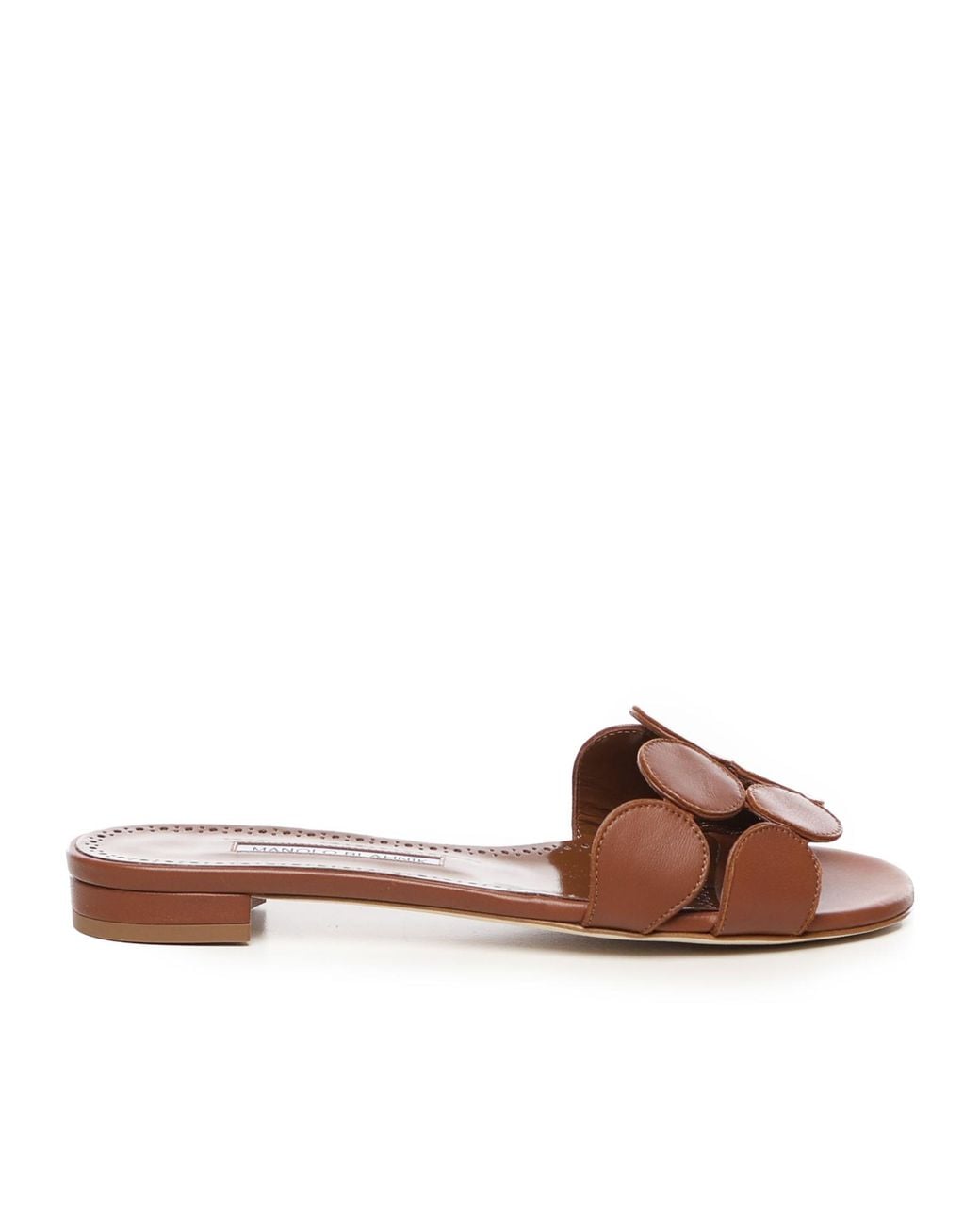 Manolo Blahnik Brown Circle Slide Sandals