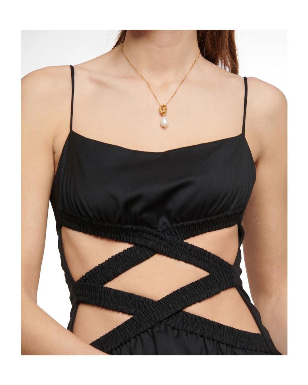 Christopher Esber Black Hollow-Out Slip Dress