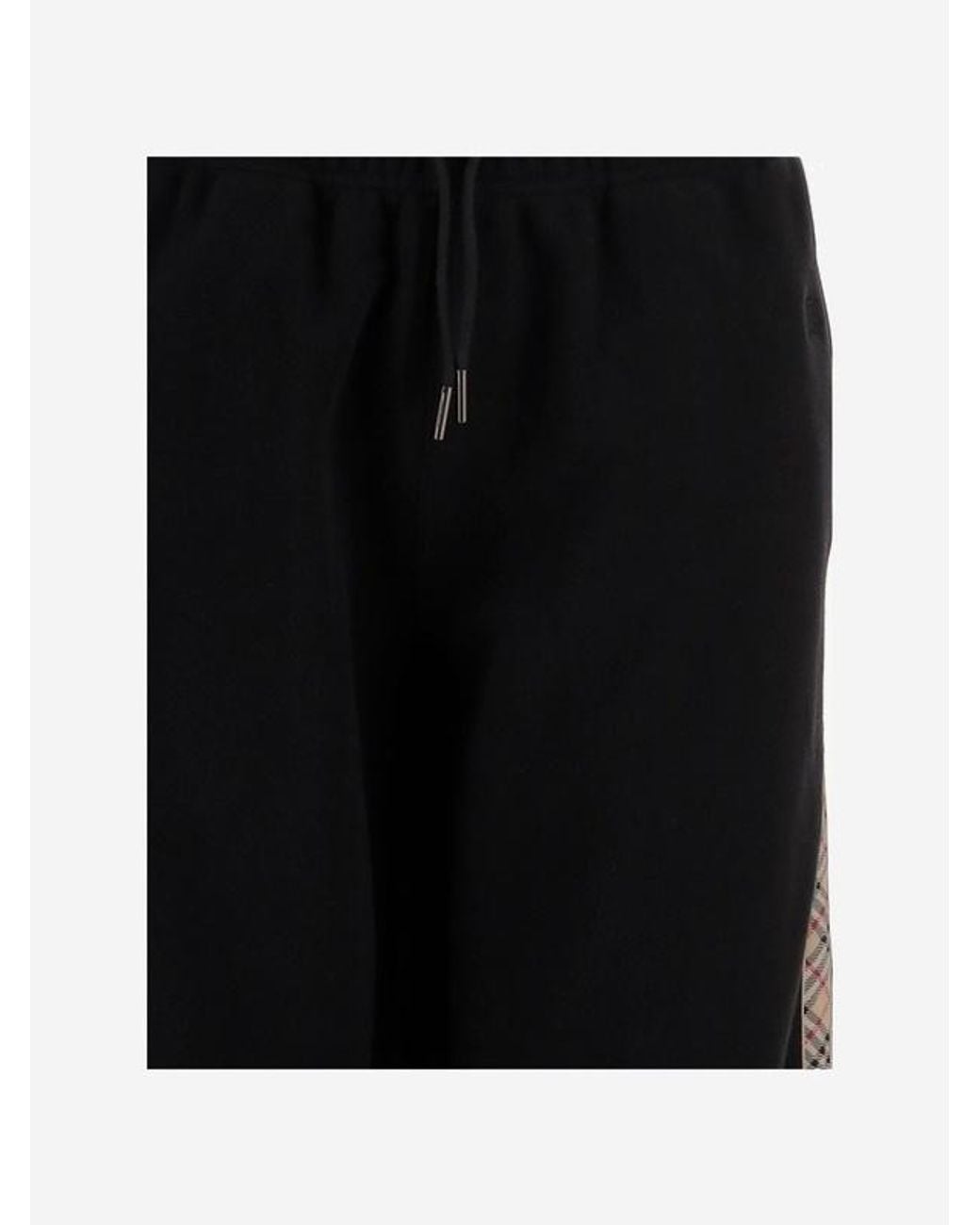 Burberry Black Check Trim Drawstring Track Pants