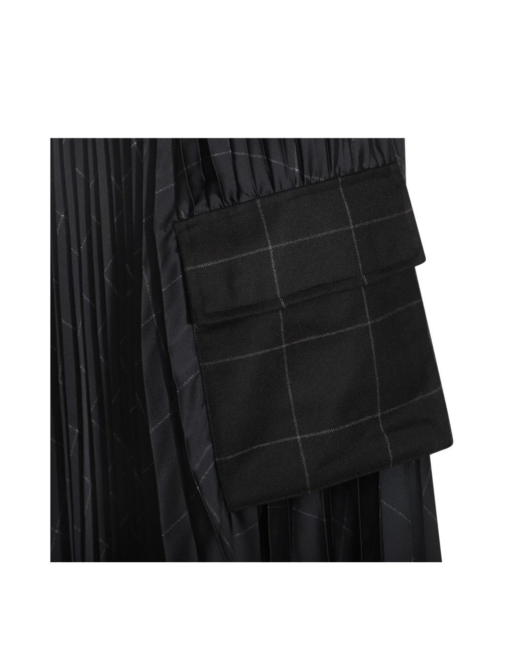 Sacai Black Windowpane Satin Skirt