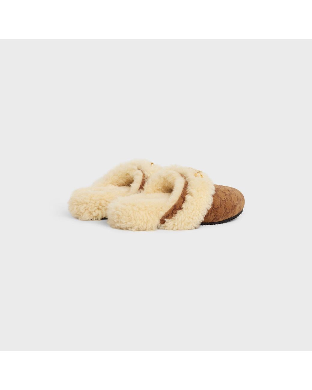 Céline Natural Fur Slides Triomphe Closed Slipper