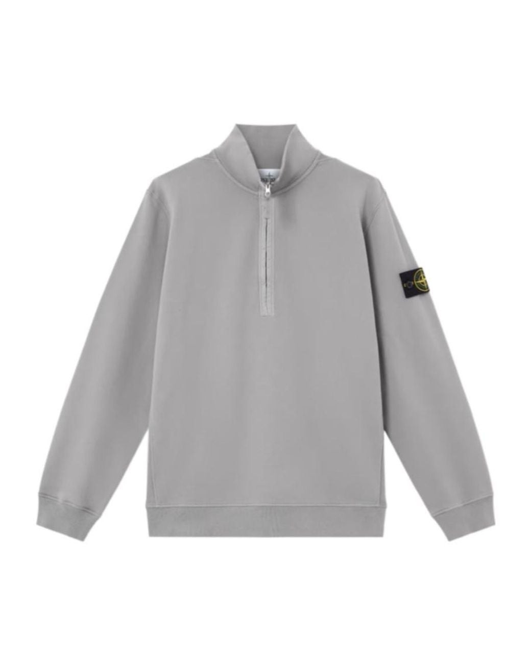 Stone Island Gray Logo Patch Half-Zipped Sweatshirt for men