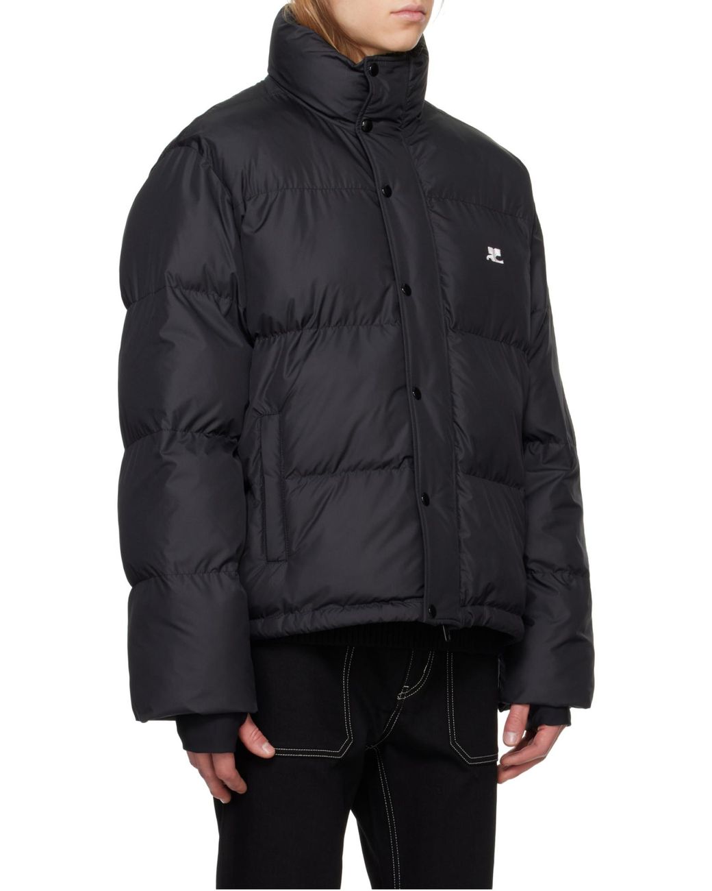 Courreges Gray Courrèges Logo Embroidered Puffer Jacket for men