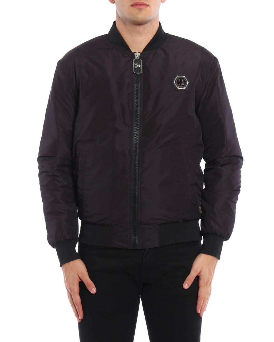 Philipp Plein Blue Logo Baseball Jacket for men