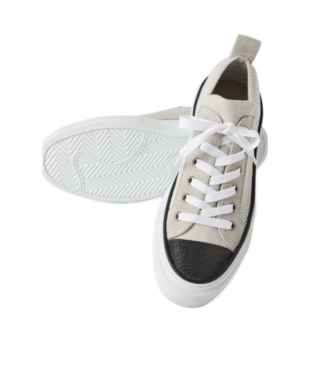 Brunello Cucinelli White Canvas Sneakers