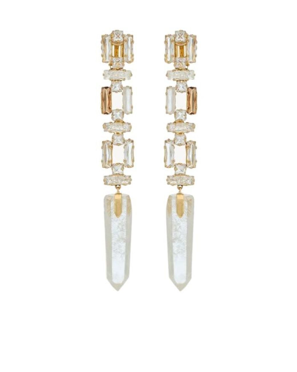 Saint Laurent White Chain Pendant Earrings