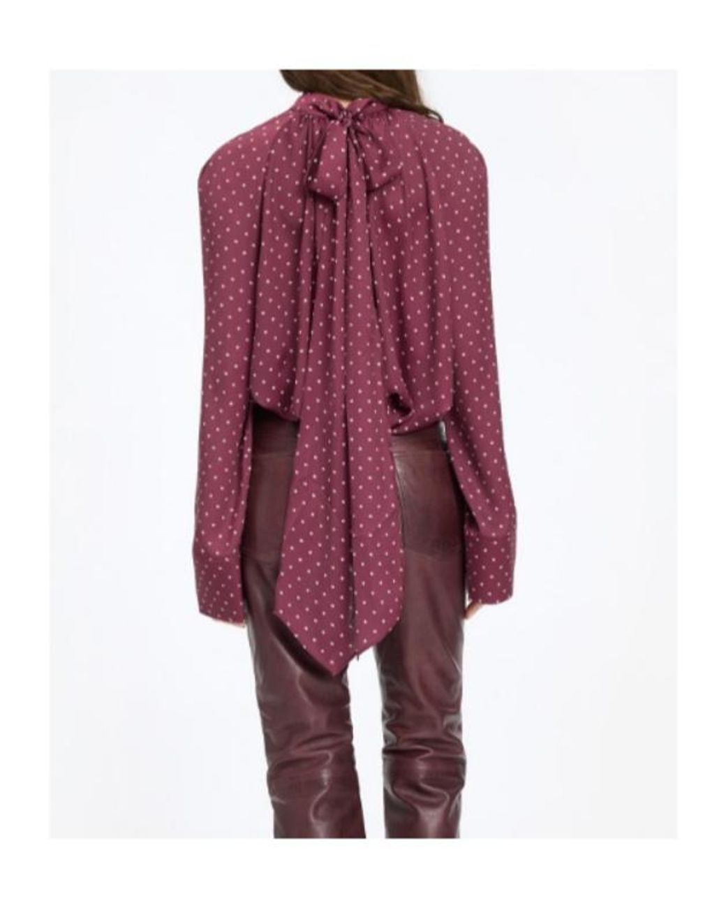 ROTATE BIRGER CHRISTENSEN Purple Dot Satin Bow Shirt Dark