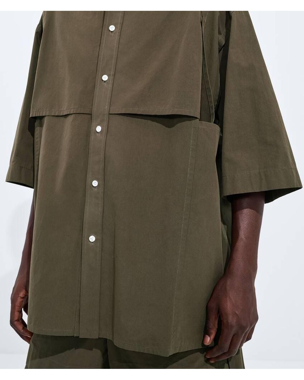 Bottega Veneta Green Macro Intreccio Cotton Shirt for men