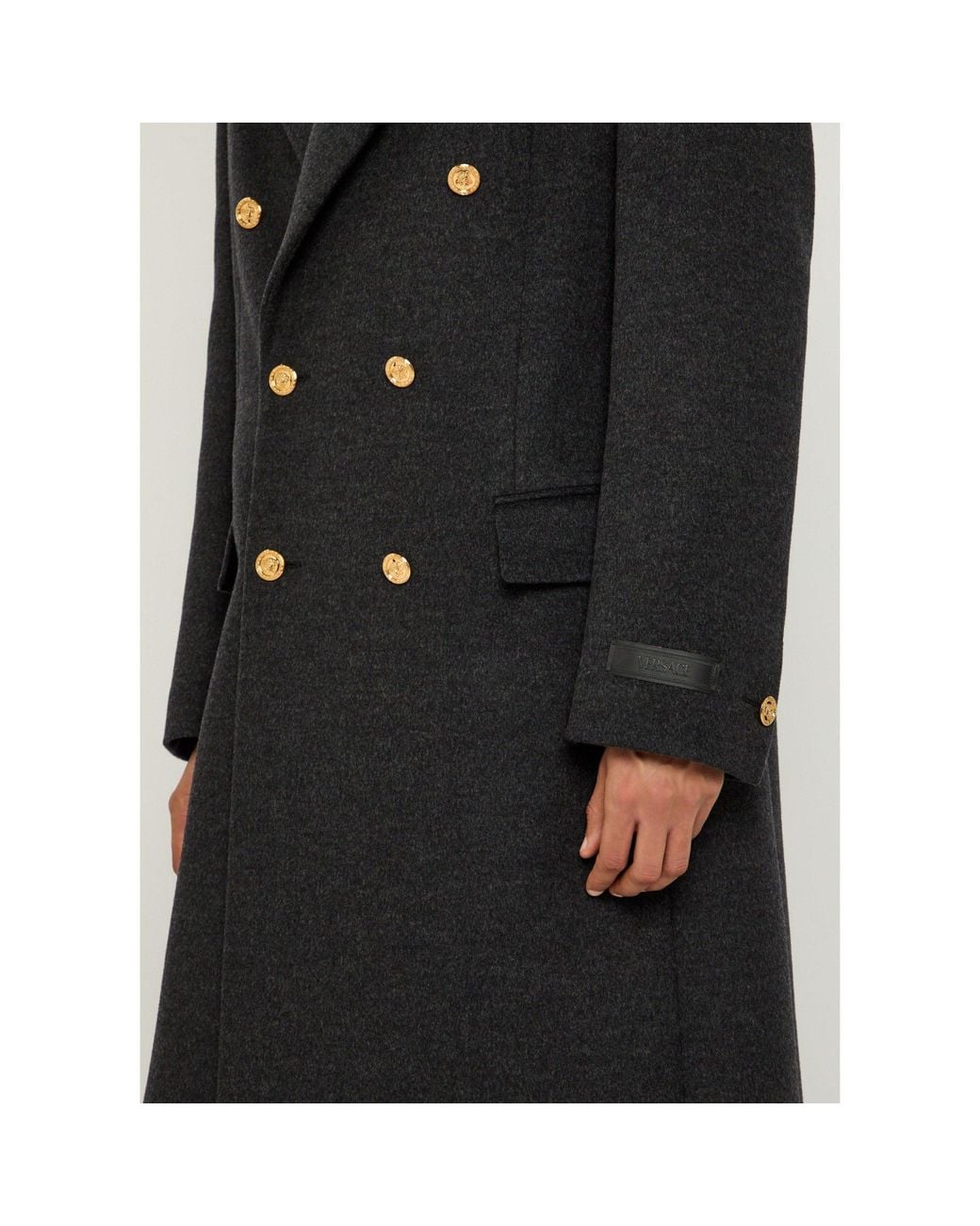 Versace Black Wool Pea Coat for men
