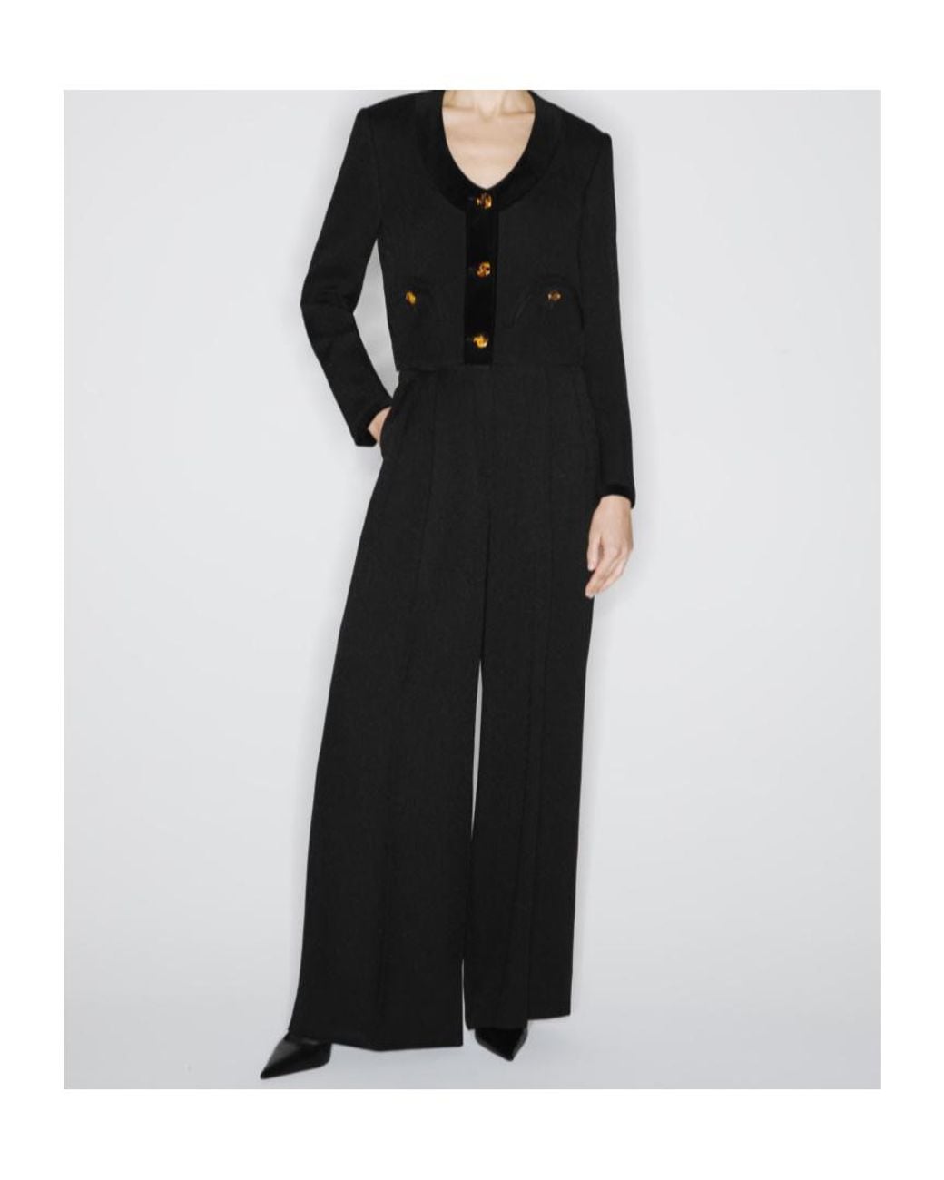 Blazé Milano Black Ropped Cotton Velvet-Trimmed Viscose Jacket