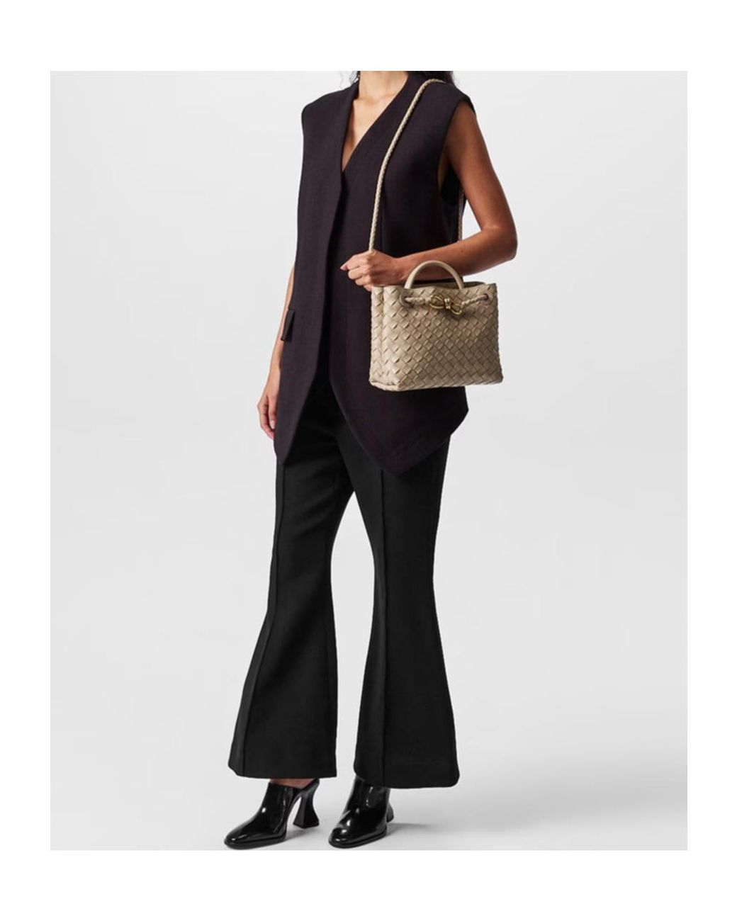 Bottega Veneta Black Embossed Flared Casual Pants
