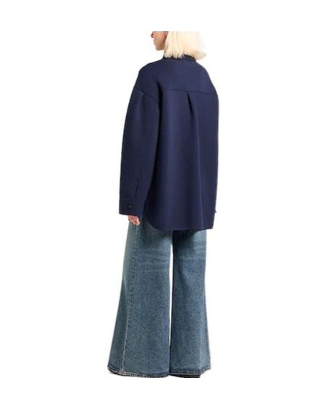 Max Mara Blue Solidcolor Flannel Shirt Jacket