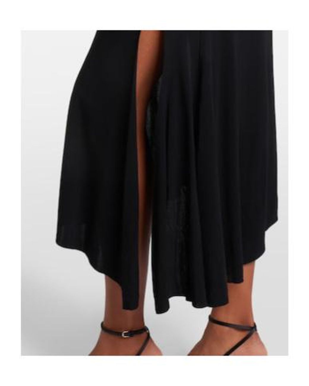 Victoria Beckham Black Gathered Asymmetric Jersey Midi Dress