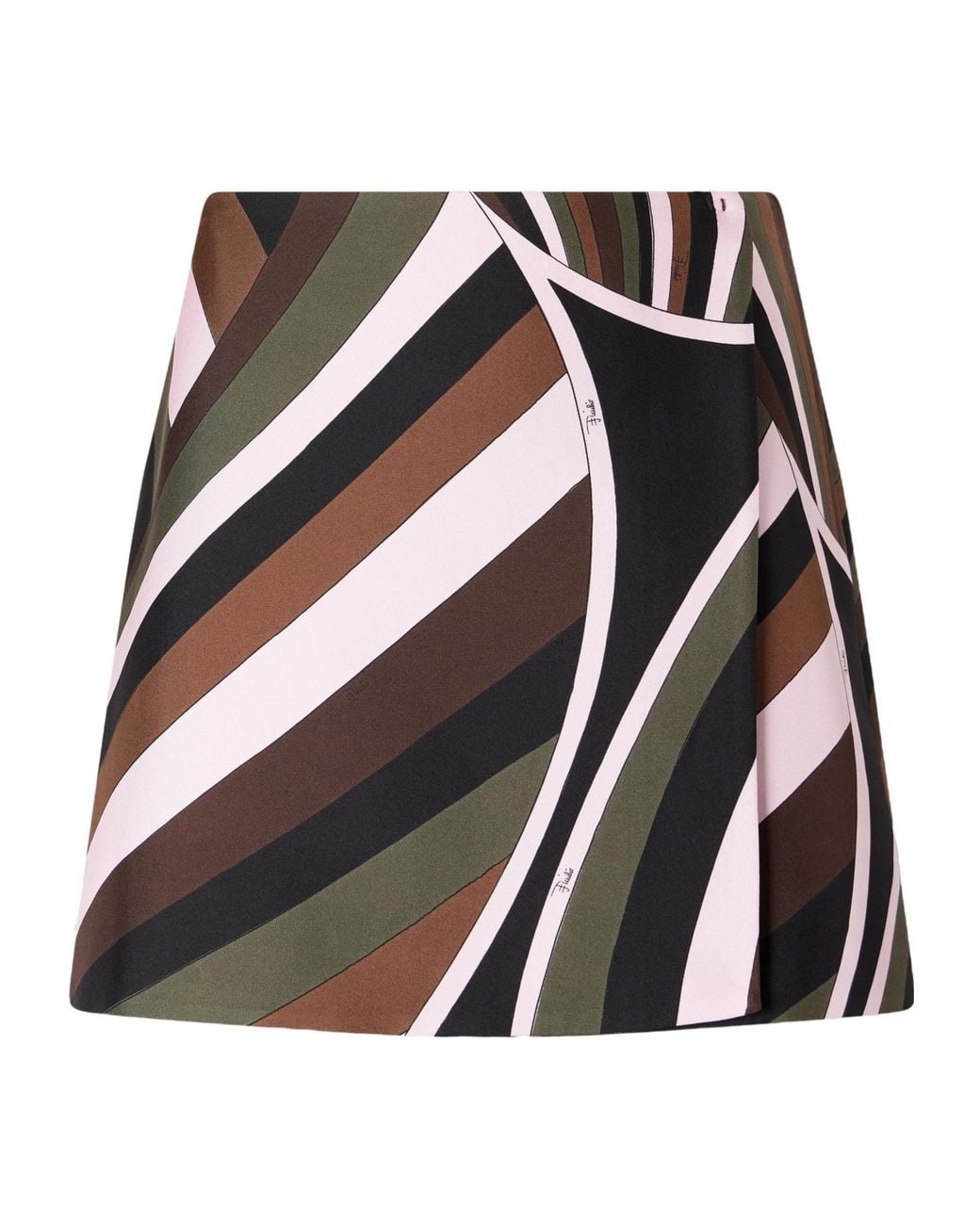 Emilio Pucci Black Wrap-Effect Printed Silk-Twill Mini Skirt