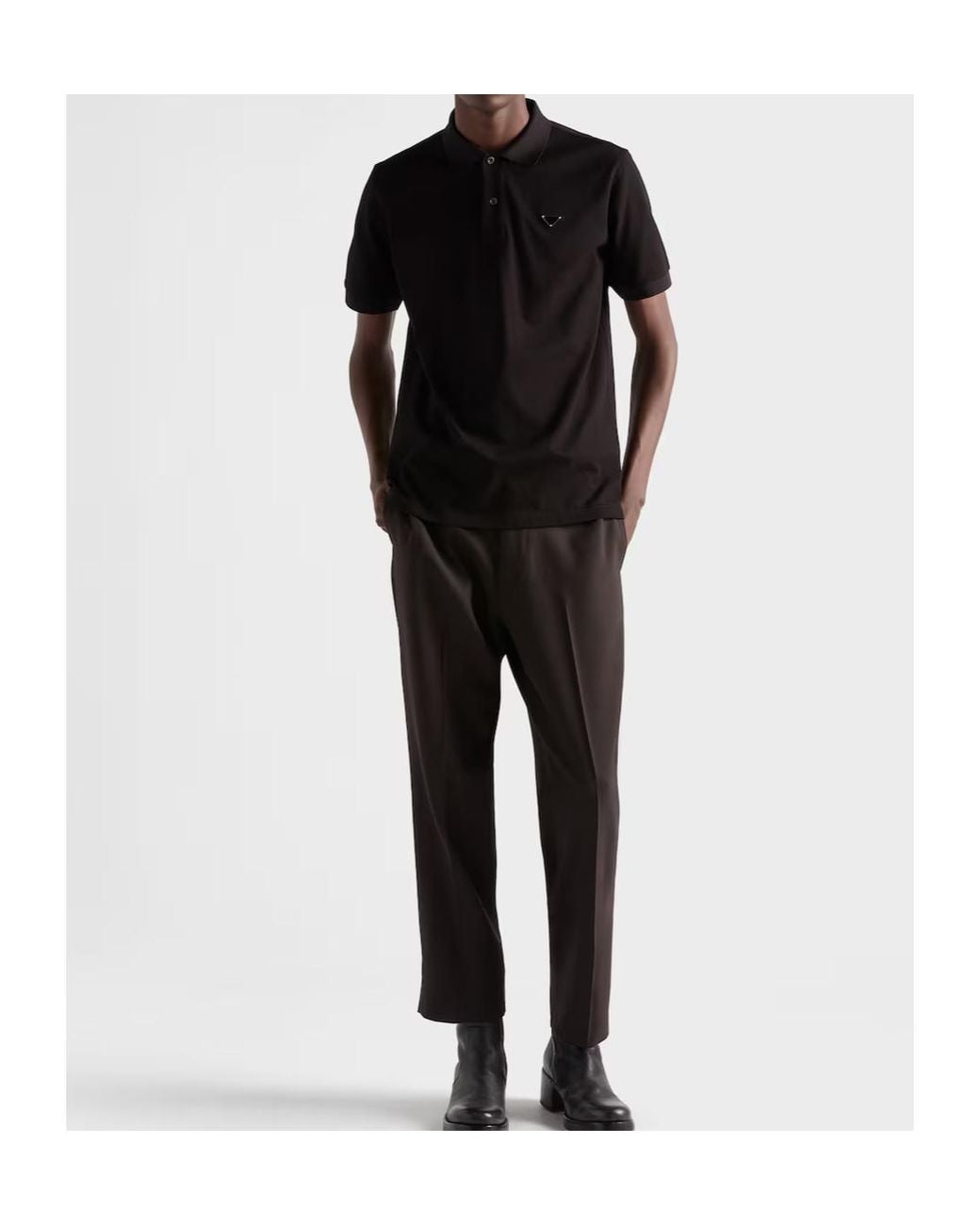 Prada Black Logo Piqué Polo Shirt for men