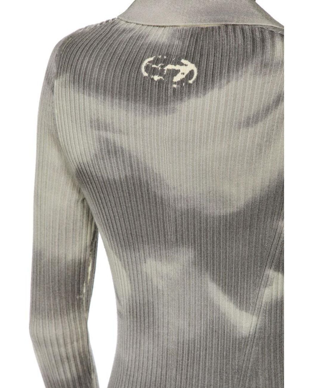 DIESEL Gray M-Bridge Ribbed-Knit Flared Midi Dress