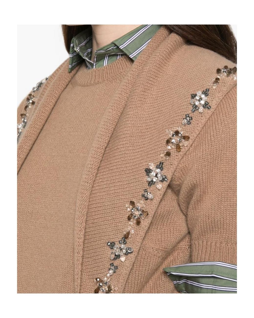 Prada Brown Embellished Knitted Jumper