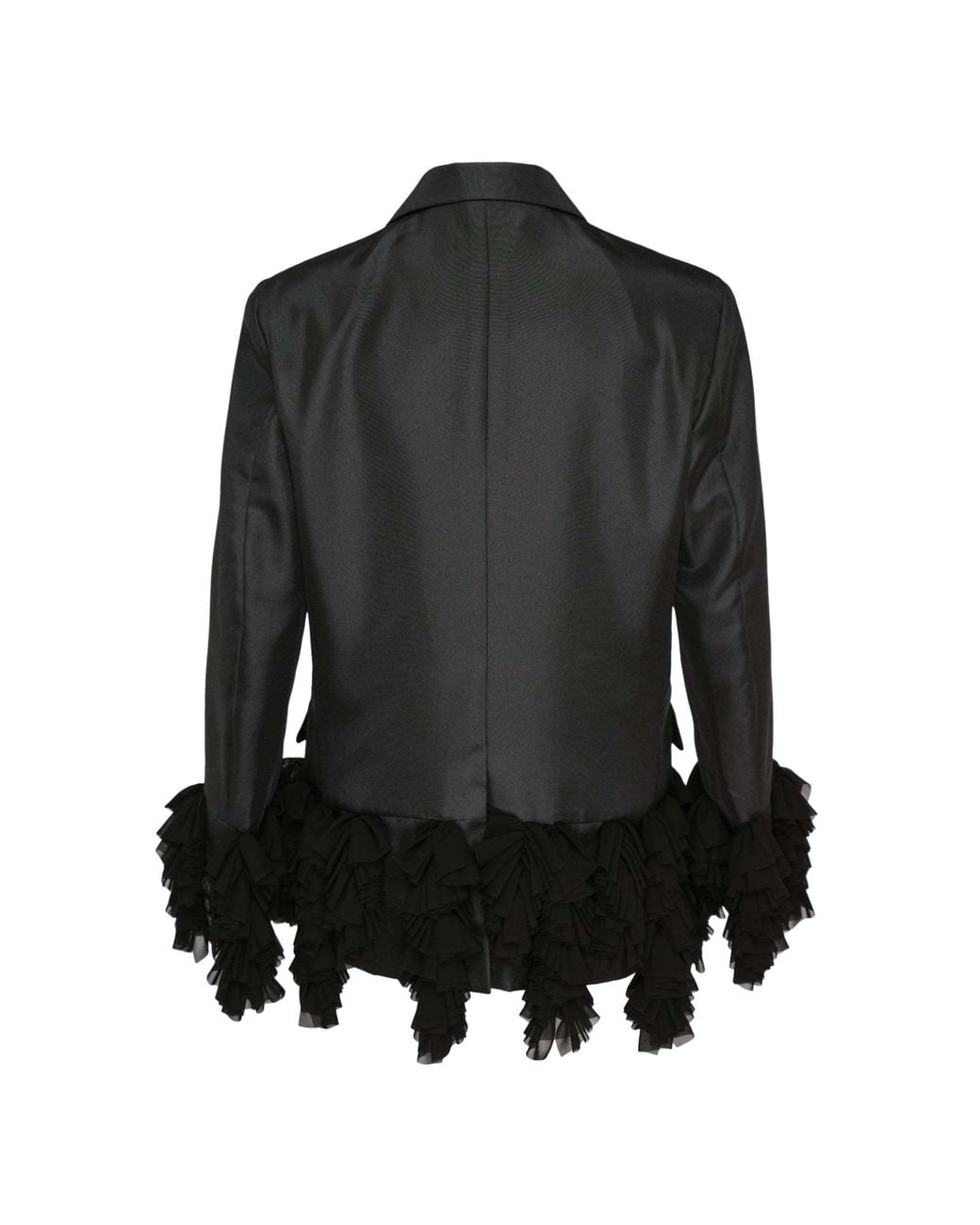 Comme des Garçons Black Single-Breasted Ruffle-Detail Jacket