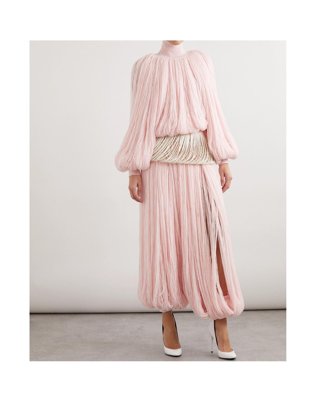 Alaïa Pink Fringed Turtleneck Sweater