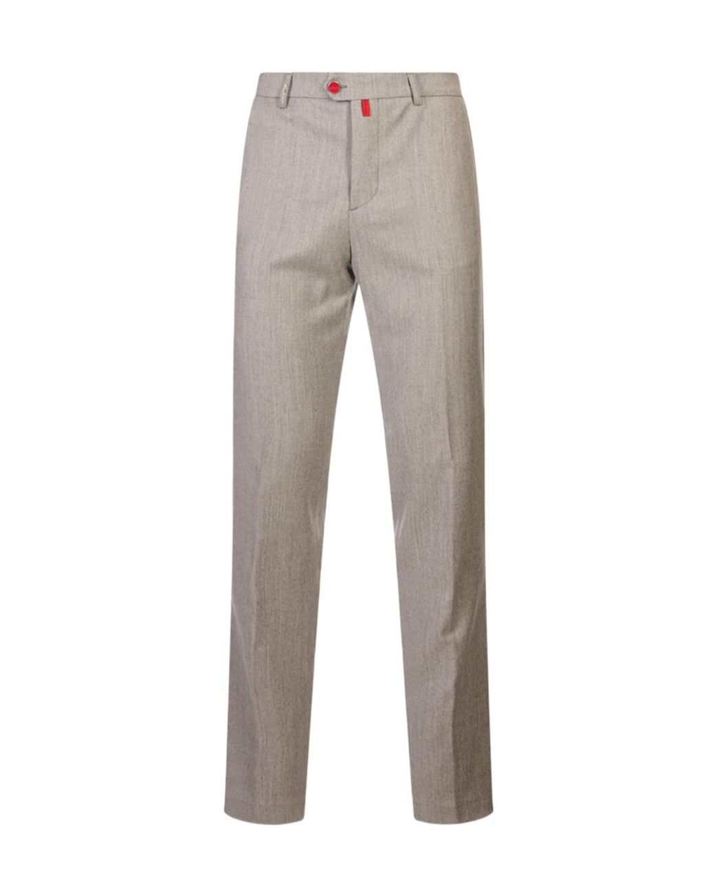Kiton Gray Logo-Patch Straight-Leg Trousers for men