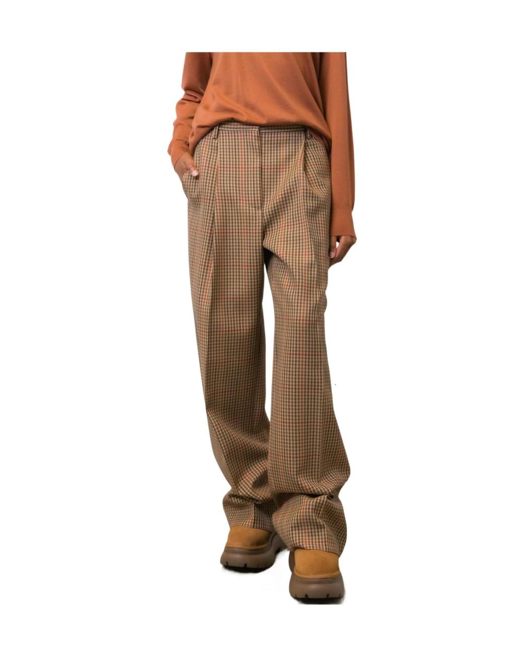 Dries Van Noten Brown Check Casual Pants