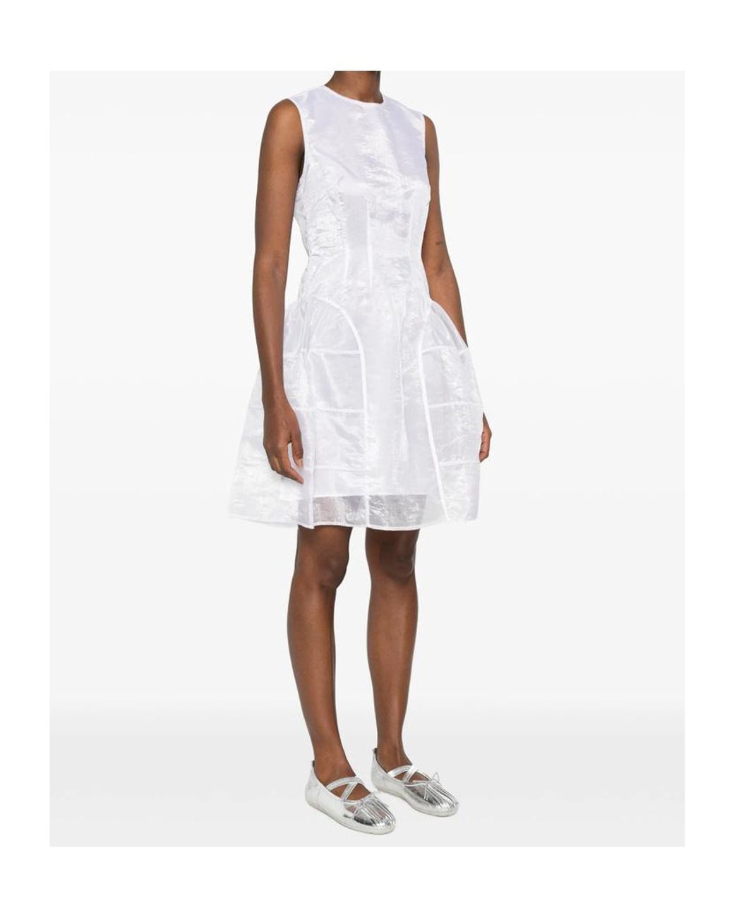 CECILIE BAHNSEN White Round-Neck Dress