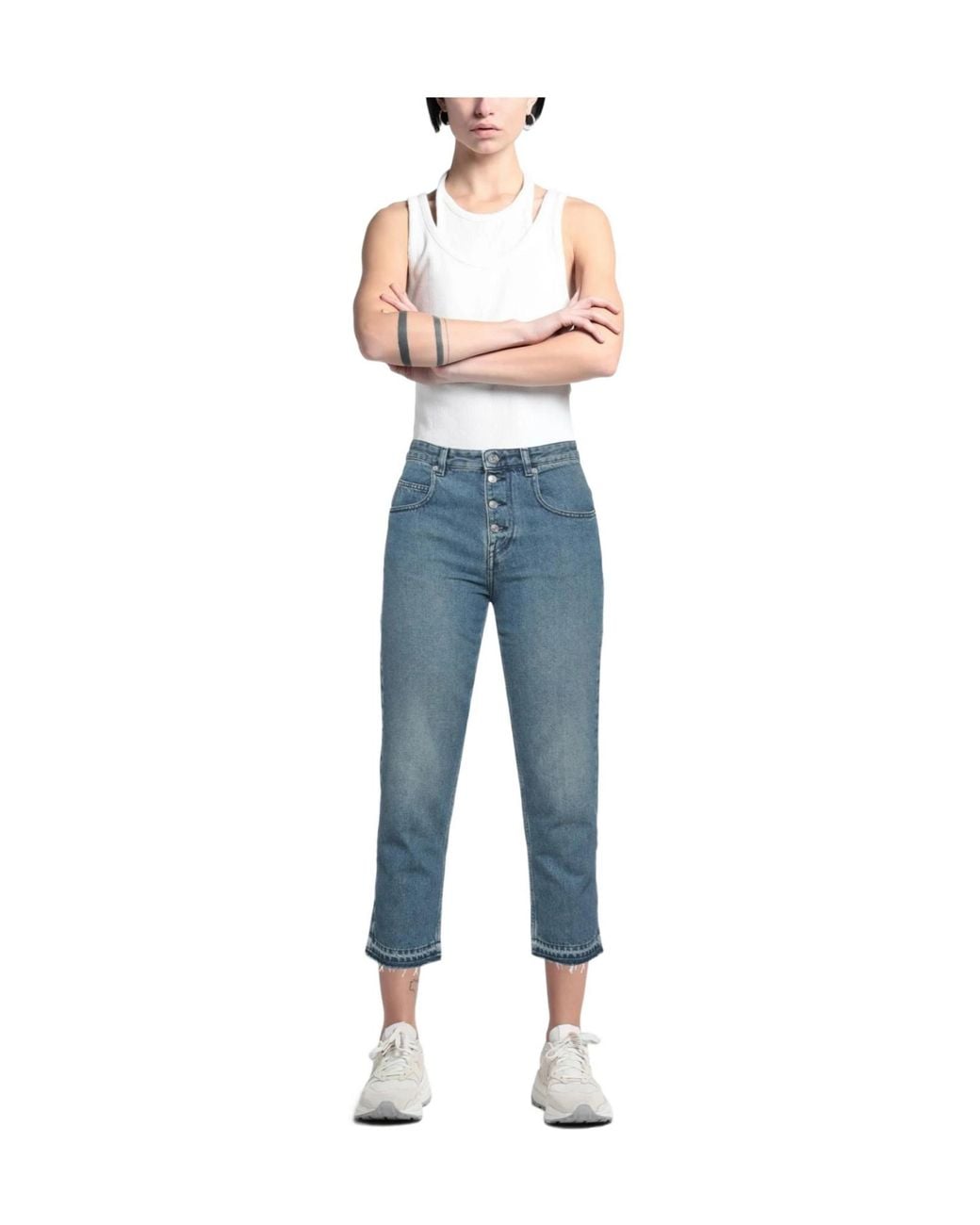 Isabel Marant Blue Solid Straight-Leg Pants