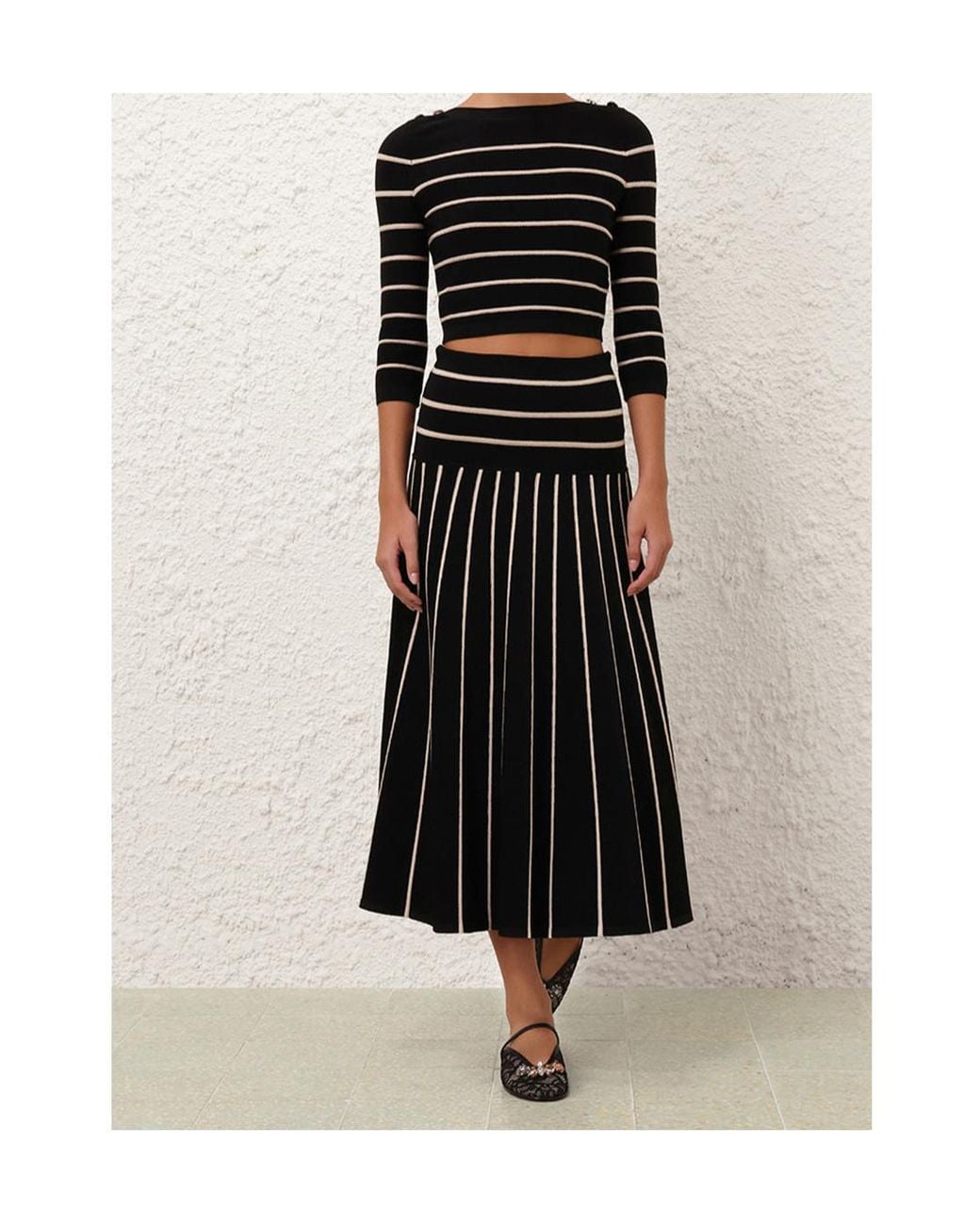 Zimmermann Black Striped Skirt