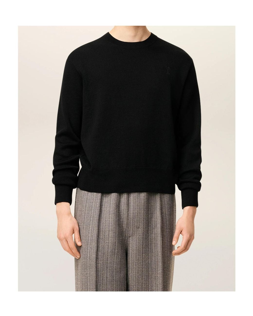 AMI Blue Ami Ami De Coeur Crewneck Knitted Sweater for men