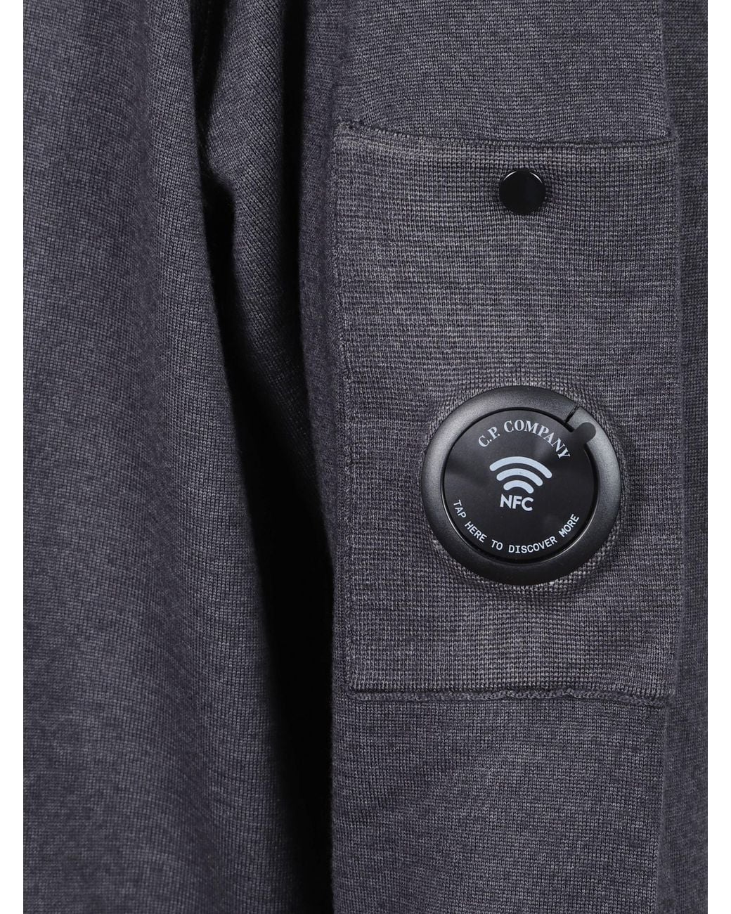 C P Company Gray Lens-Detail Raglan-Sleeve Sweater for men