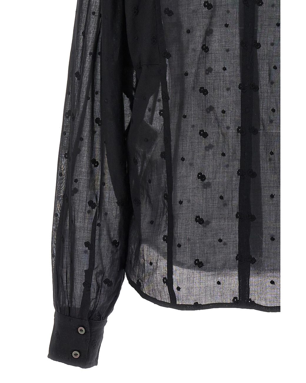 Isabel Marant Black Terzali Floral-Embroidered Blouse