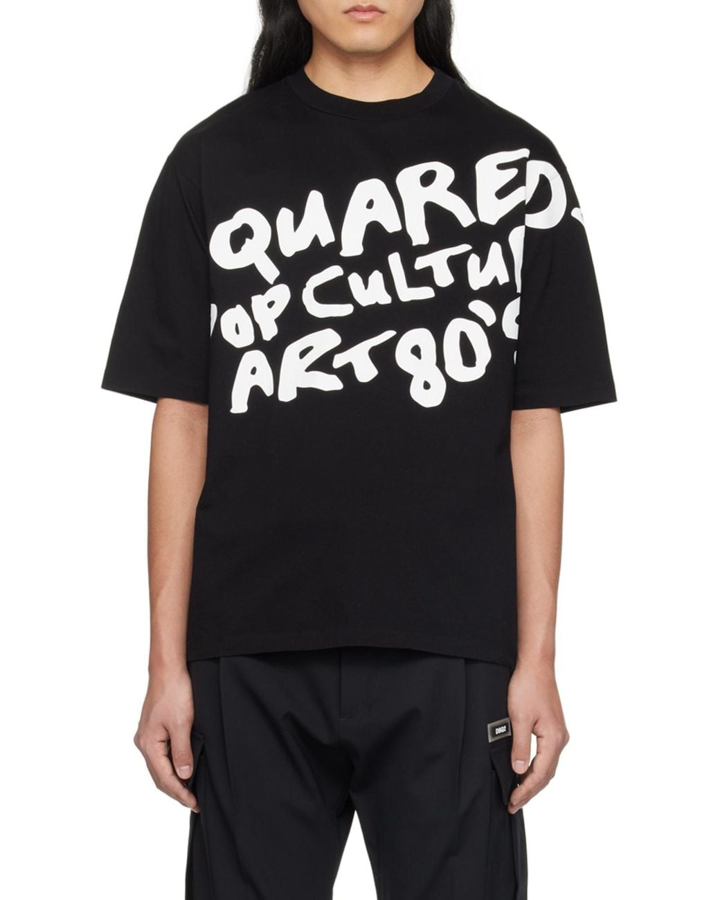 DSquared² Black Slogan-Printed Crewneck T-Shirt for men