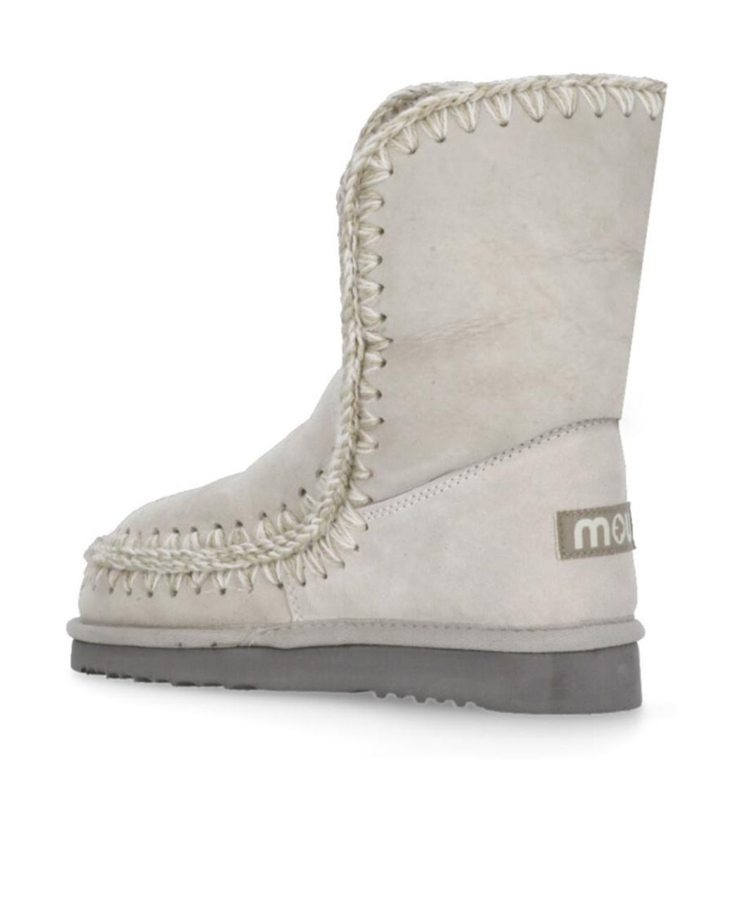 Mou Gray Round-Head Short Boots