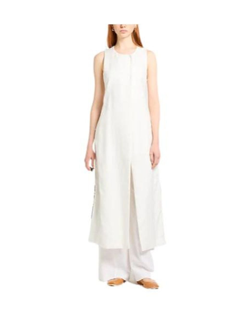 Max Mara White Sleeveless Coat